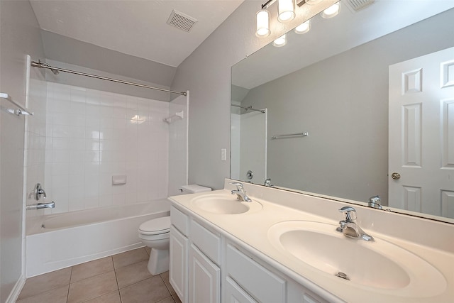 full bathroom with a sink, visible vents, tile patterned floors, and toilet