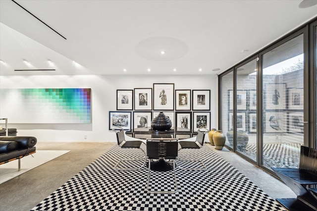 office featuring recessed lighting and expansive windows