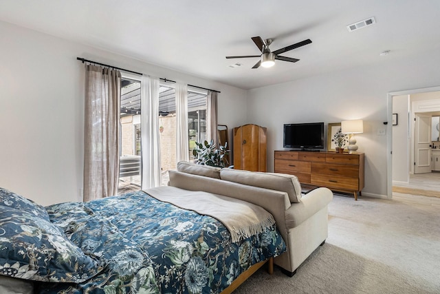 506 Fox Briar Ln, Sugar Land, TX 77478 - bedroom with light colored carpet, ceiling fan, and baseboards
