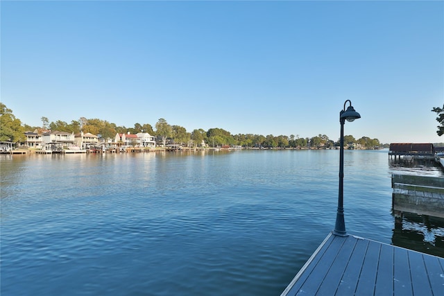 dock area with a water view