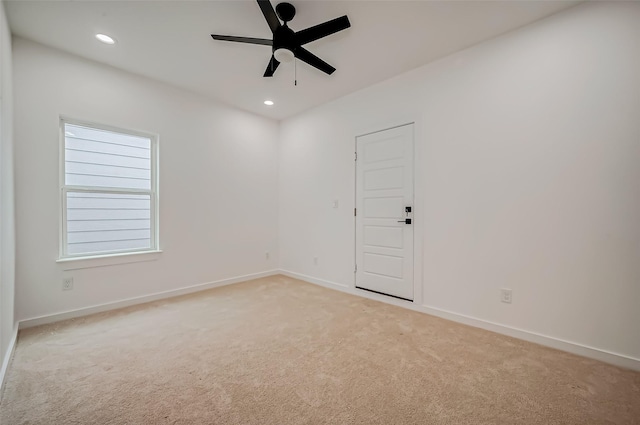 9418 Madera Rd, Houston, TX 77078 - carpeted empty room featuring baseboards, a ceiling fan, and recessed lighting