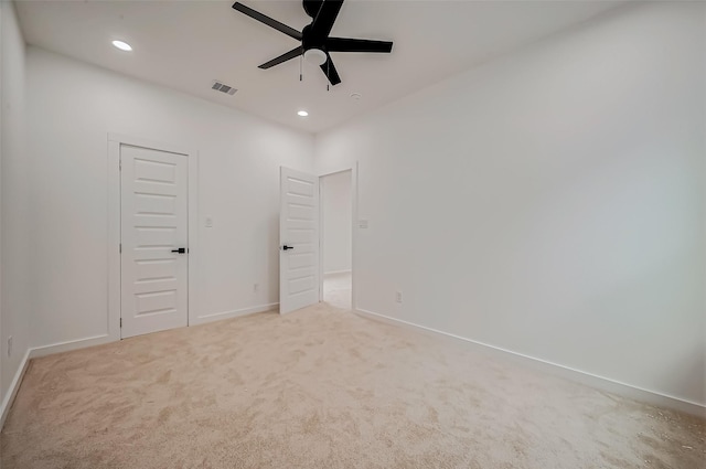 9418 Madera Rd, Houston, TX 77078 - empty room featuring ceiling fan, carpet, recessed lighting, and baseboards