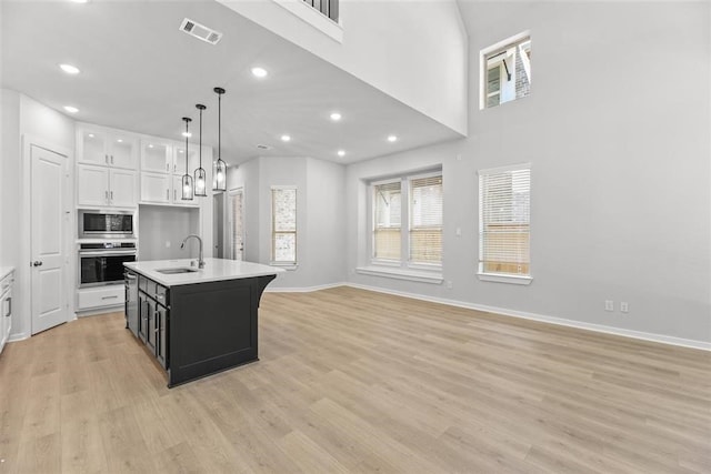 2666 Woodforest Pkwy N, Montgomery, TX 77316 - kitchen featuring visible vents, a sink, light countertops, white cabinets, and appliances with stainless steel finishes