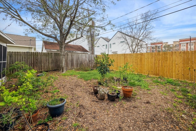 view of yard featuring a fenced backyard