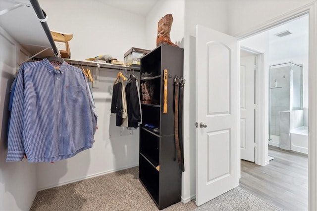 spacious closet with visible vents and carpet floors