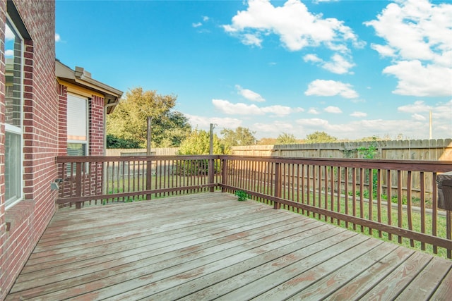 deck featuring a fenced backyard and a yard