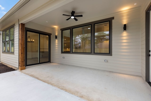 view of patio with a ceiling fan