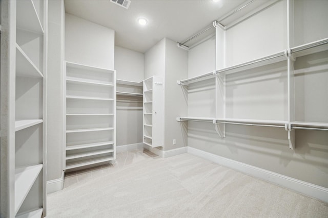 spacious closet featuring carpet flooring