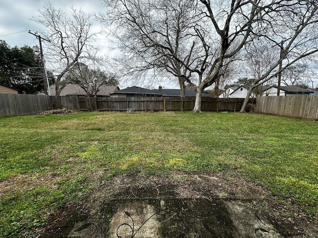 view of yard featuring a fenced backyard