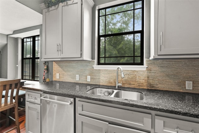 kitchen featuring a sink, white cabinetry, and dishwasher