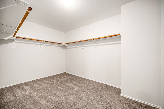 spacious closet featuring dark carpet