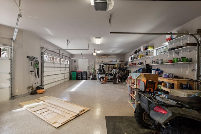 garage with a garage door opener