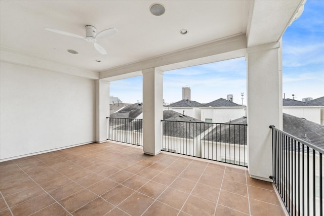 interior space with a ceiling fan