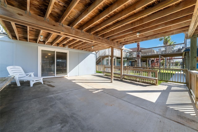 view of patio / terrace featuring a water view