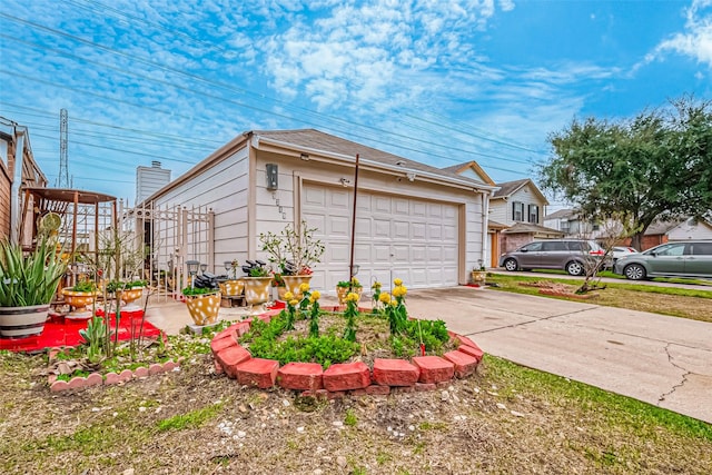 exterior space featuring a garage