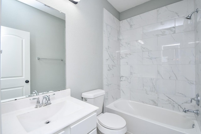 full bathroom featuring toilet, vanity, and shower / tub combination