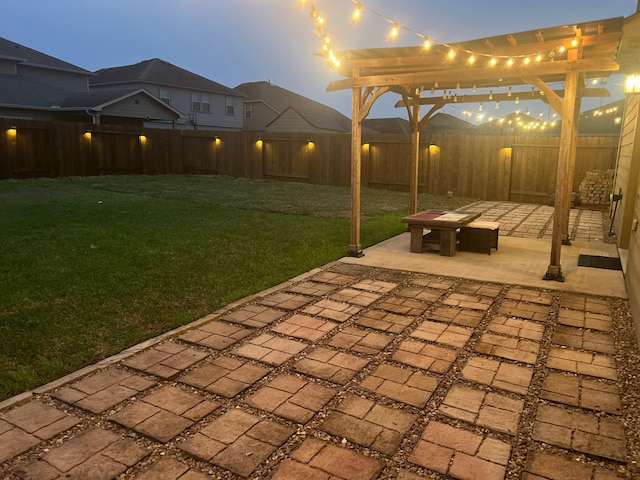 view of patio with a fenced backyard and a pergola