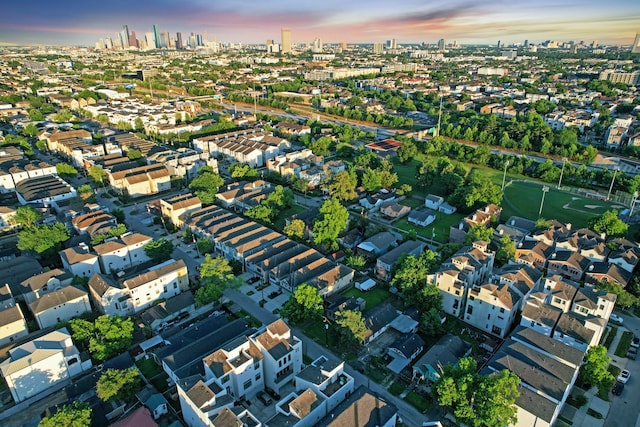 aerial view with a city view