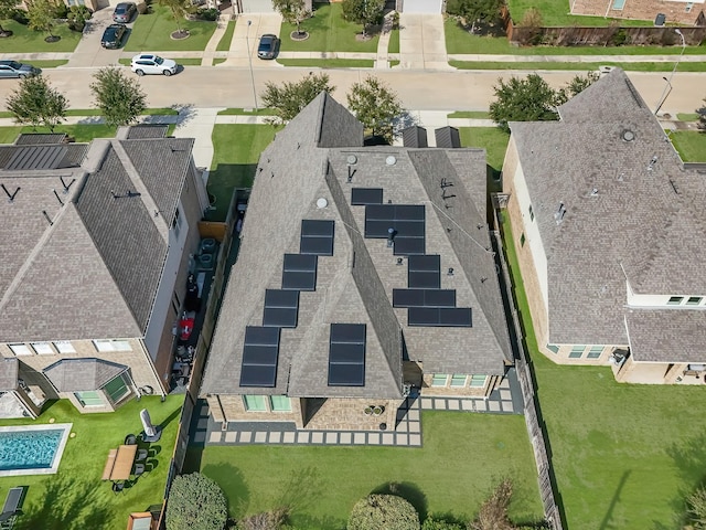 bird's eye view with a residential view