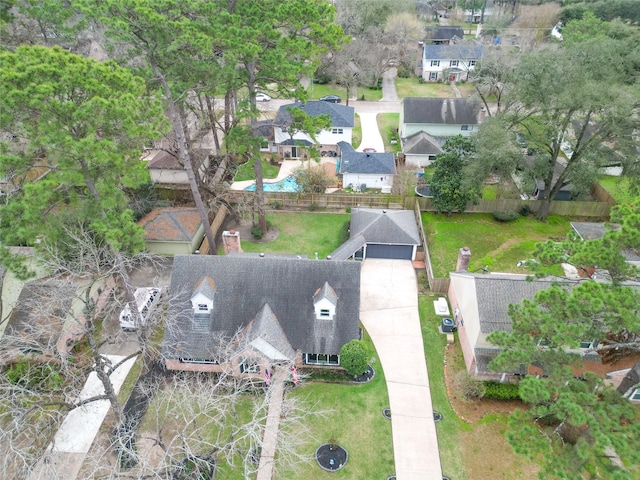 bird's eye view with a residential view