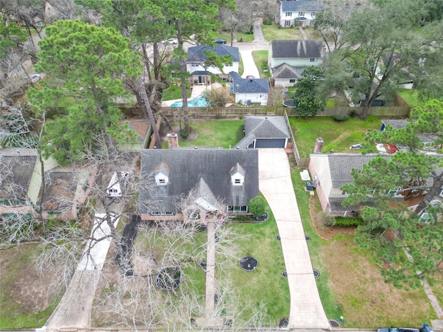 bird's eye view with a residential view