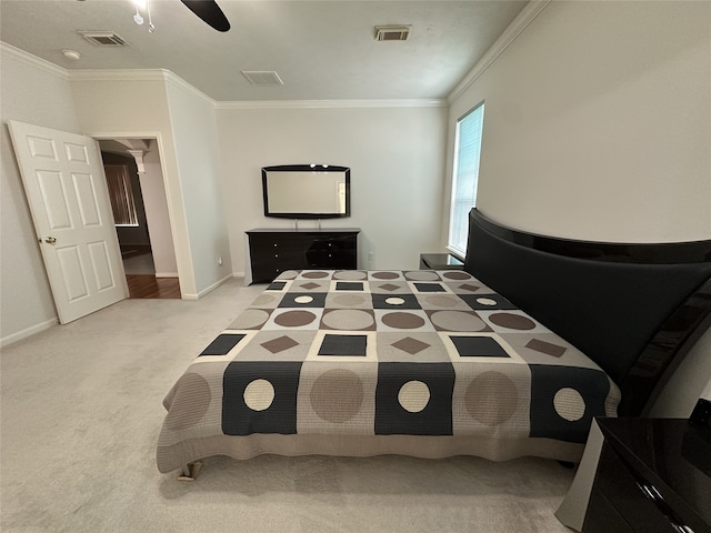 16942 Laguna Springs Dr, Houston, TX 77095 - bedroom featuring ornamental molding, baseboards, carpet, and a ceiling fan