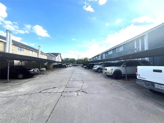 view of covered parking lot