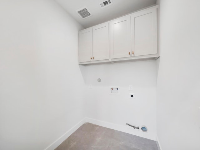 laundry area with washer hookup, hookup for a gas dryer, visible vents, and electric dryer hookup