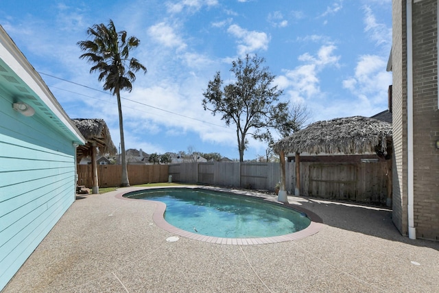 view of pool featuring a patio area, a fenced backyard, and a fenced in pool