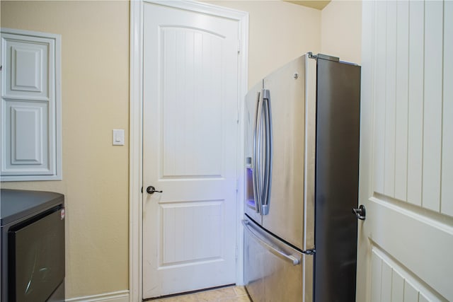 kitchen with stainless steel fridge