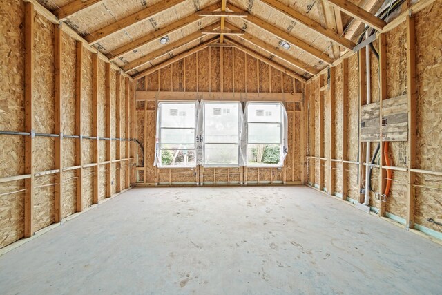 misc room with lofted ceiling