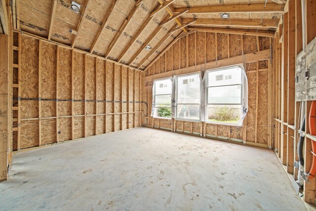 misc room featuring lofted ceiling