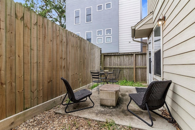 view of patio featuring a fenced backyard