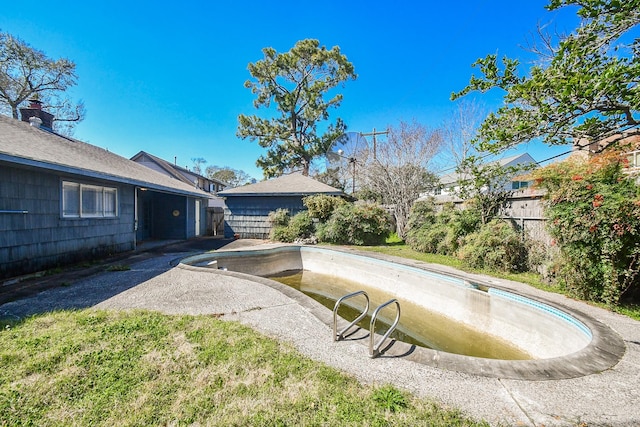 view of pool with fence and a fenced in pool