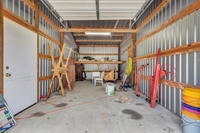 garage featuring metal wall