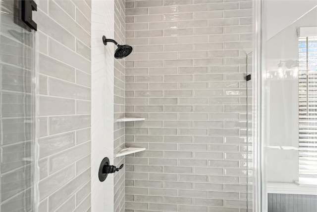 interior details with a shower stall