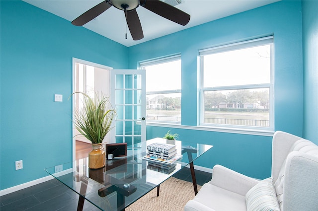 tiled office space with baseboards