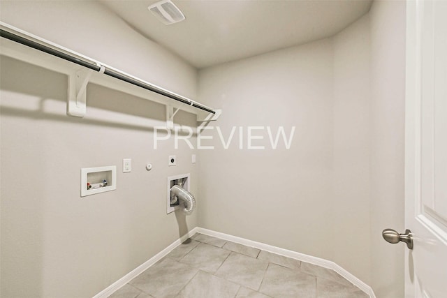 laundry area featuring hookup for a washing machine, visible vents, hookup for an electric dryer, gas dryer hookup, and laundry area