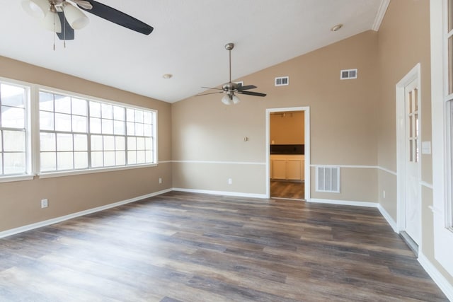 unfurnished room featuring visible vents and dark wood finished floors