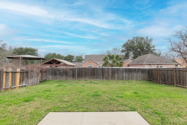 view of yard featuring a fenced backyard