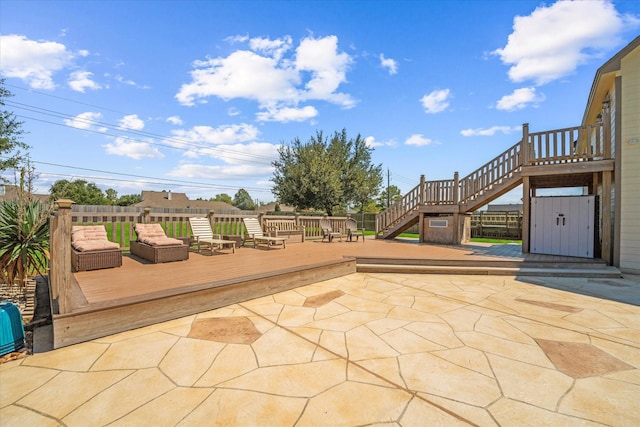5811 Tremont Dr, Cove, TX 77523 - view of patio with stairs and a deck