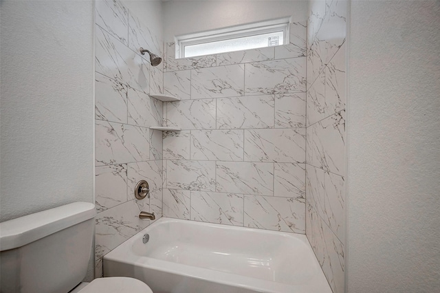24690 Galway St, Hempstead, TX 77445 - full bathroom with a textured wall, bathtub / shower combination, and toilet