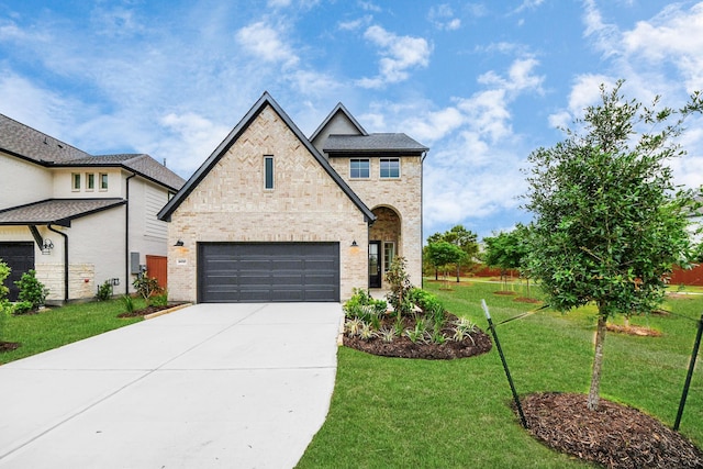 24727 Harrow Meadow Dr, Katy, TX 77493 - view of front of house with concrete driveway, brick siding, a garage, and a front lawn
