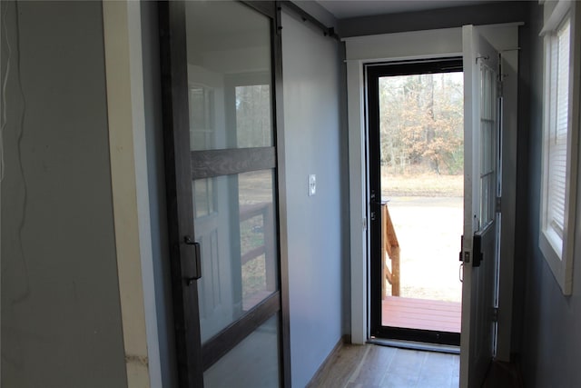 doorway with light wood-style floors