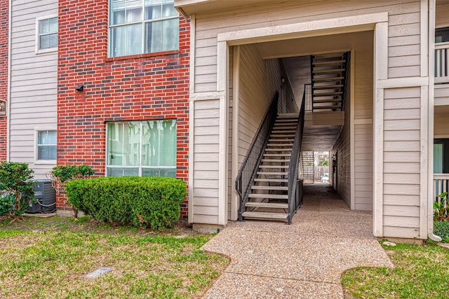 property entrance with central air condition unit