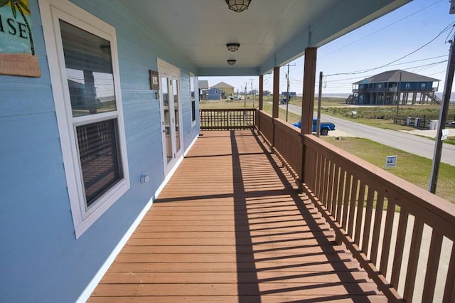 wooden deck with covered porch