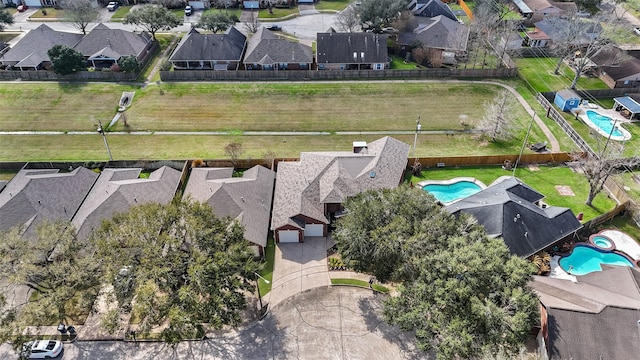 aerial view with a residential view