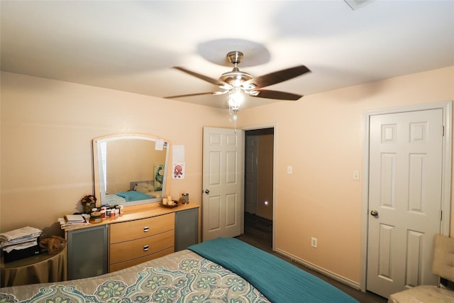 bedroom featuring ceiling fan