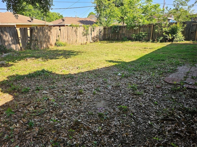 view of yard featuring a fenced backyard