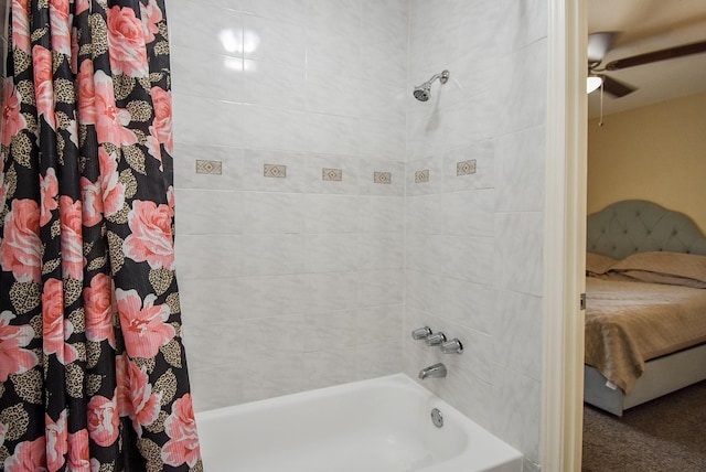 full bathroom with shower / bath combination with curtain